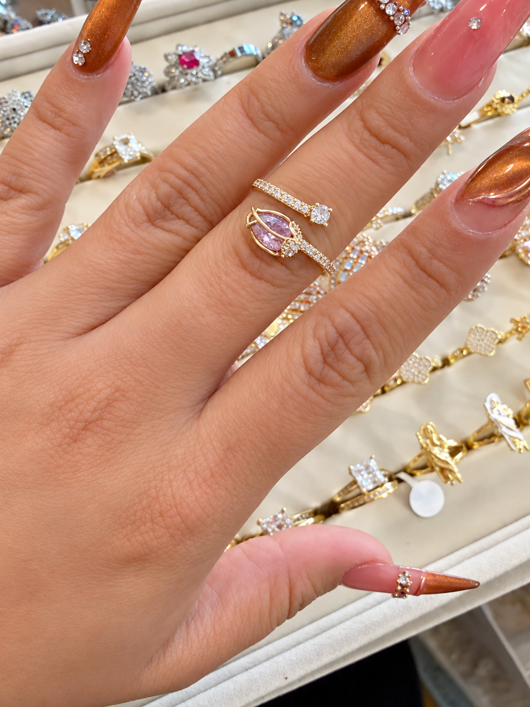 Ajustable Pink Rose Ring