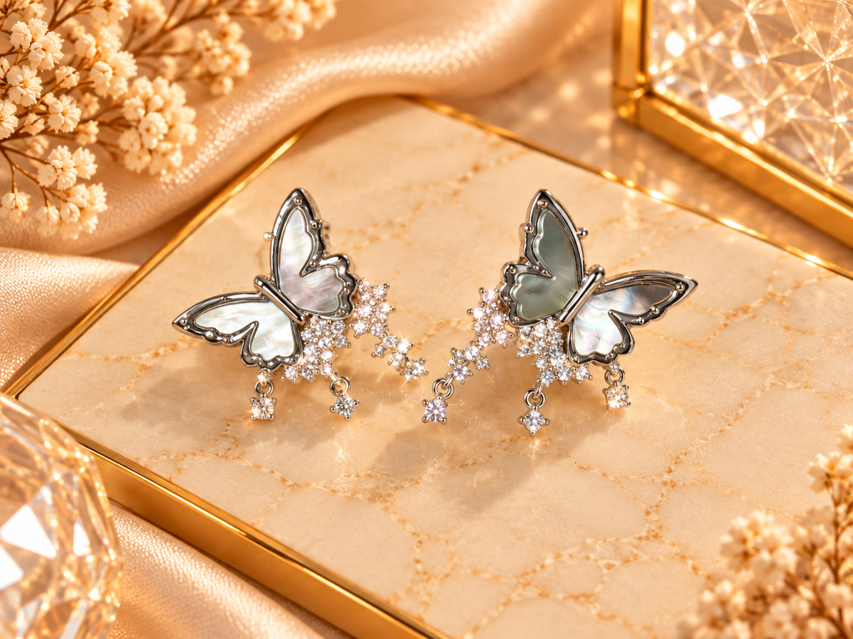 Silver Butterfly Studs
