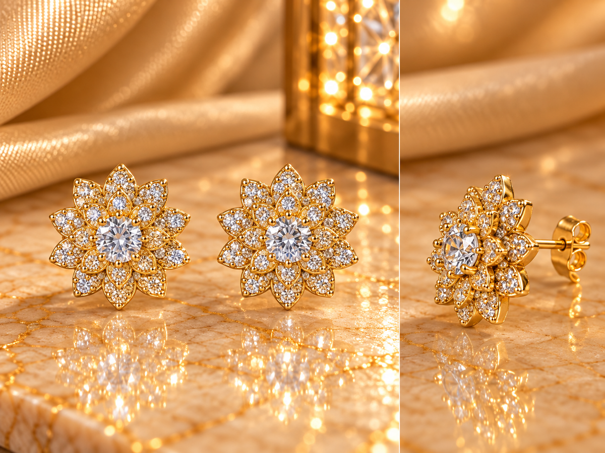 Diamond Flower Studs