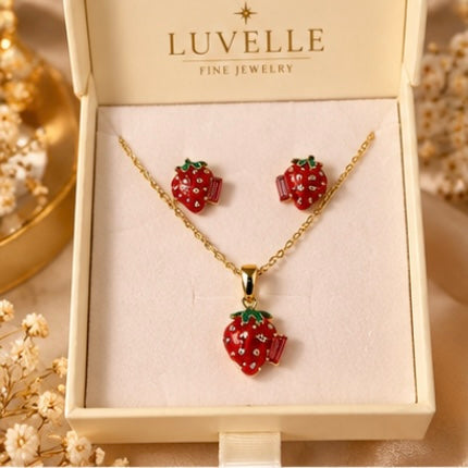 Strawberry Necklace & Earrings Set